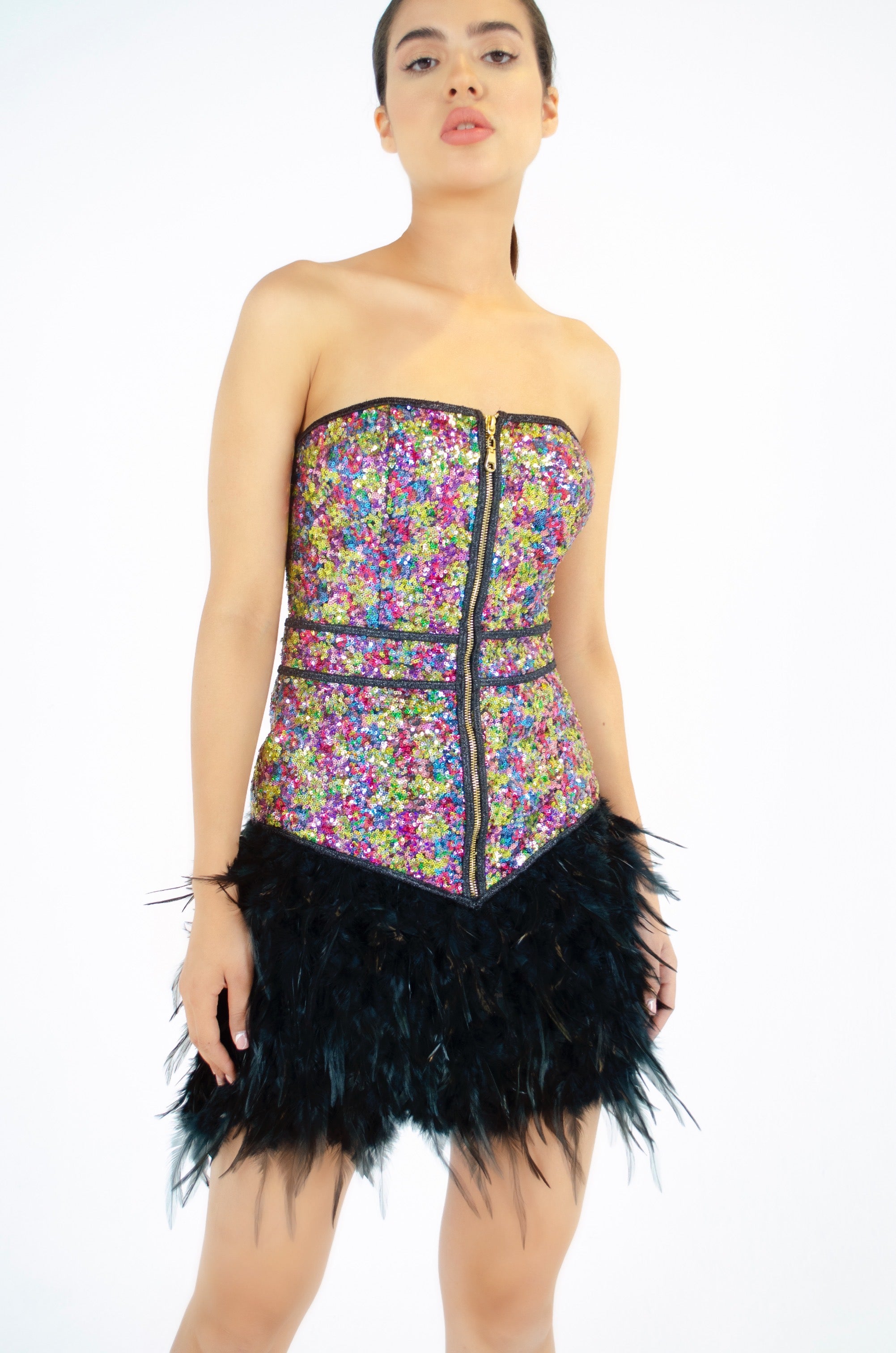 multi colored sequin dress Luxurious Multi-colored Damas Court PSY573,Pink spaghetti straps a-line Neck Size:16-16.5 collection_maxi-dresses