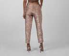 Rose gold crushed brocade trousers
