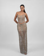 Golden Cascade Two-Piece Evening Gown