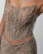 Golden Cascade Two-Piece Evening Gown