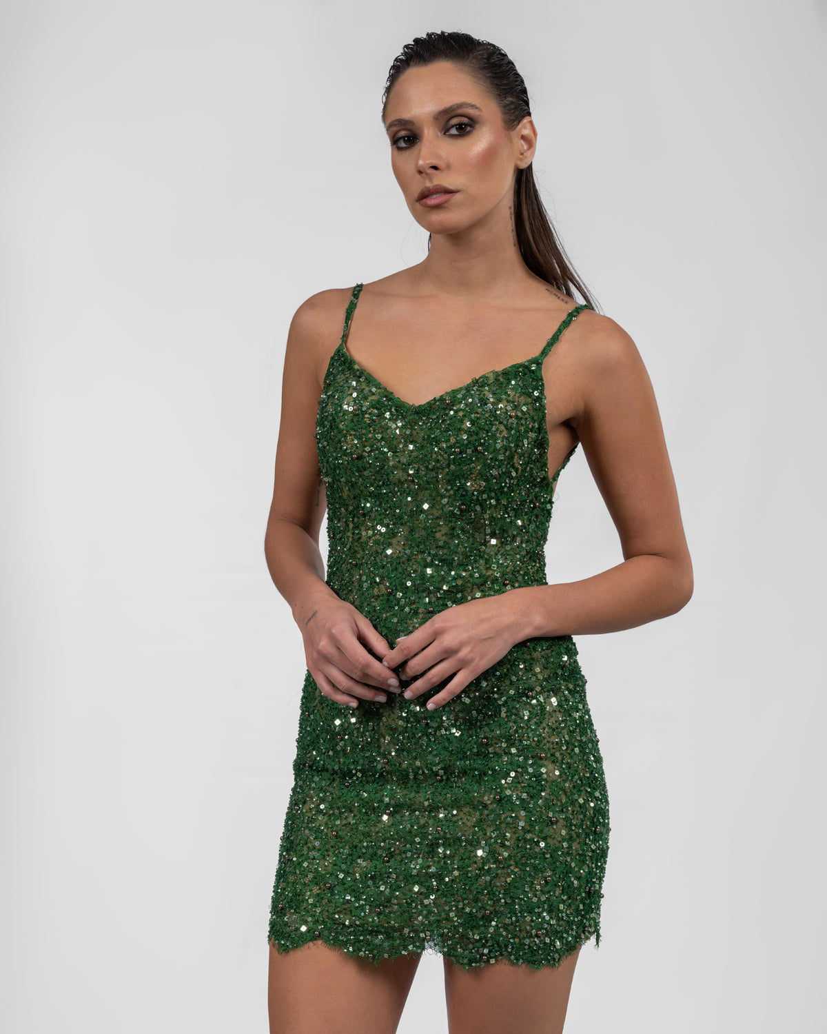Emerald Spark Sequin Mini Dress