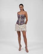 Luxurious Multi-colored Feathered Dress