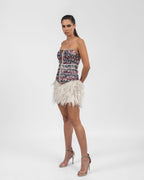 Luxurious Multi-colored Feathered Dress