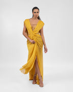 Dazzling Gathered Yellow Dress