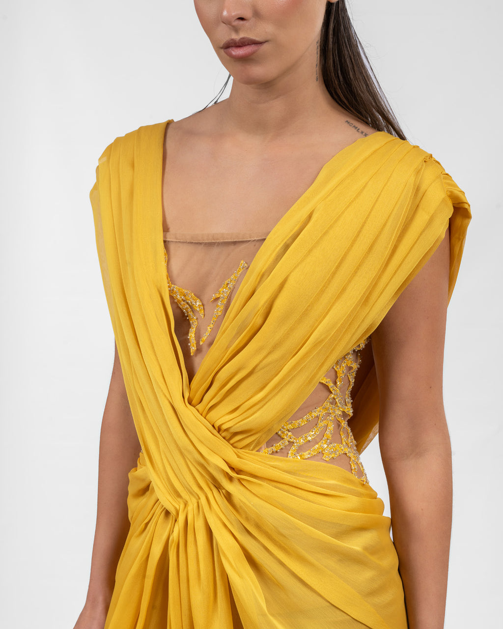 Dazzling Gathered Yellow Dress