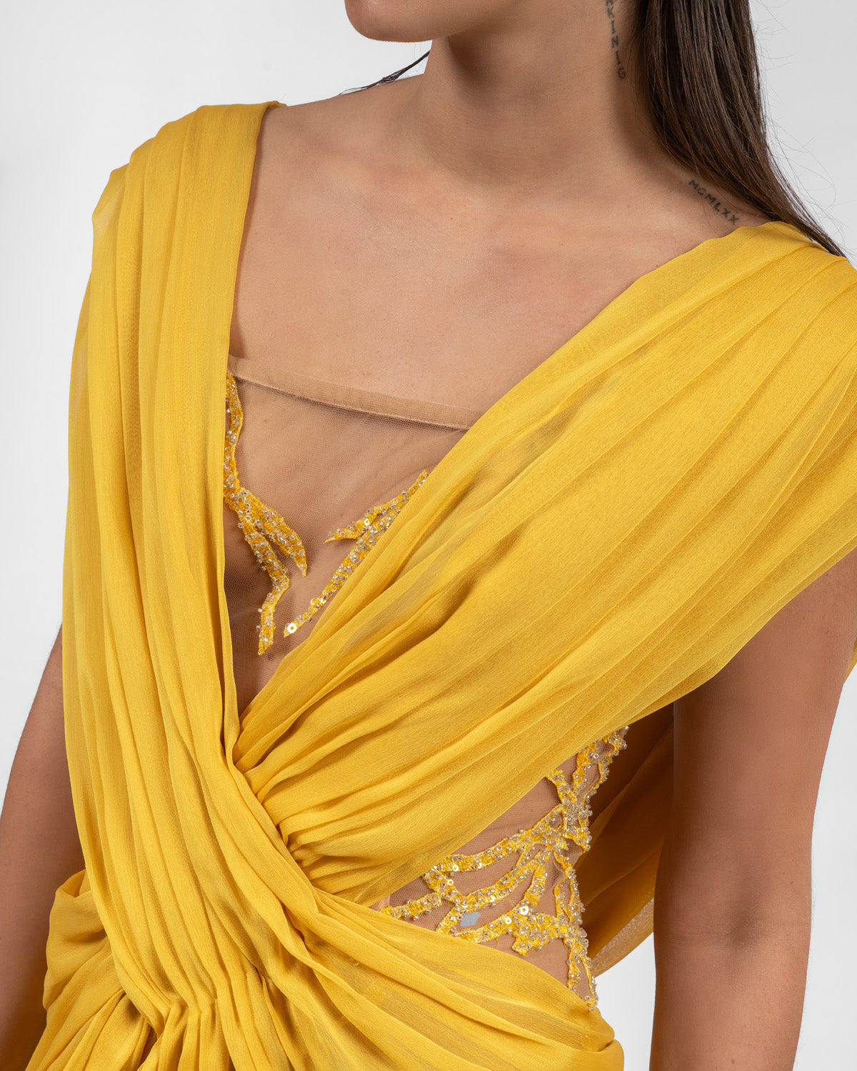 Dazzling Gathered Yellow Dress