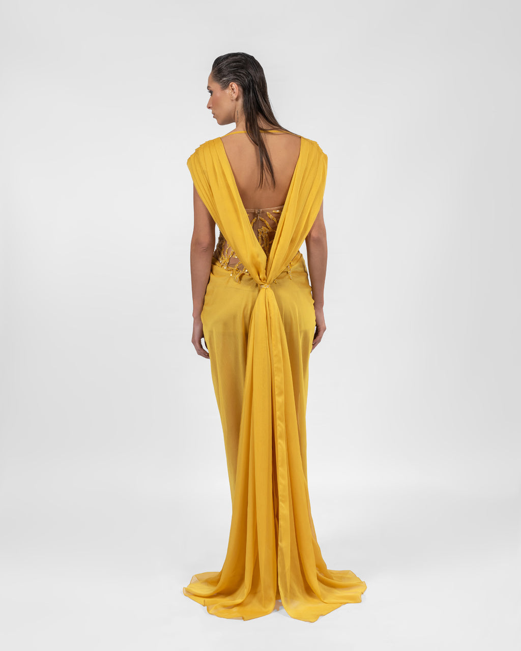 Dazzling Gathered Yellow Dress