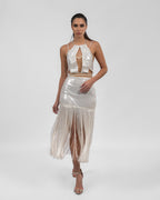 Opulent Pearl White Sequin Dress
