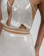 Opulent Pearl White Sequin Dress