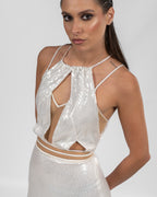 Opulent Pearl White Sequin Dress