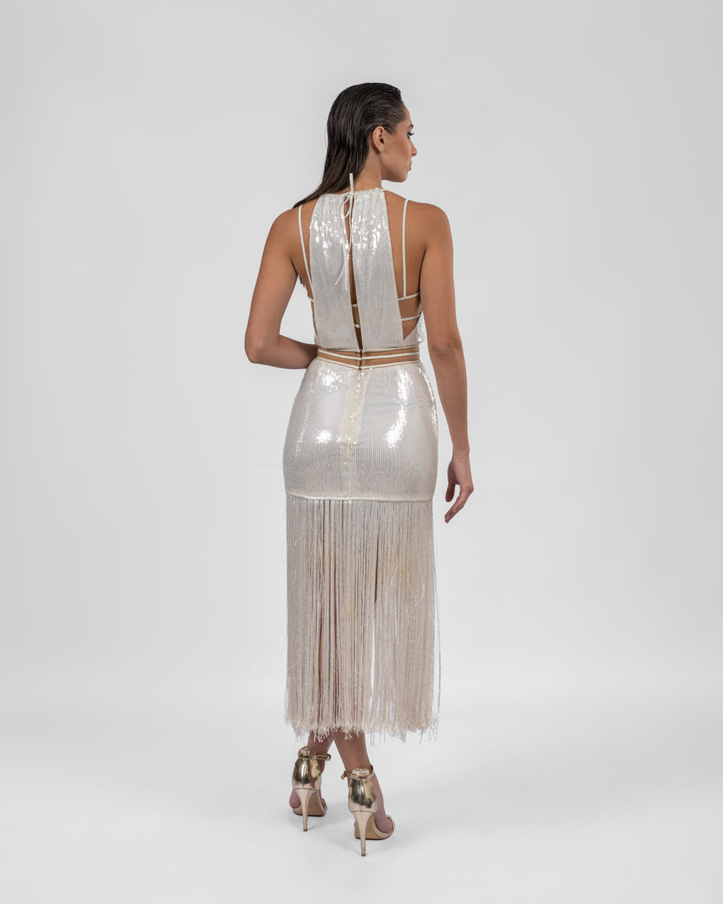 Opulent Pearl White Sequin Dress