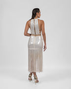 Opulent Pearl White Sequin Dress