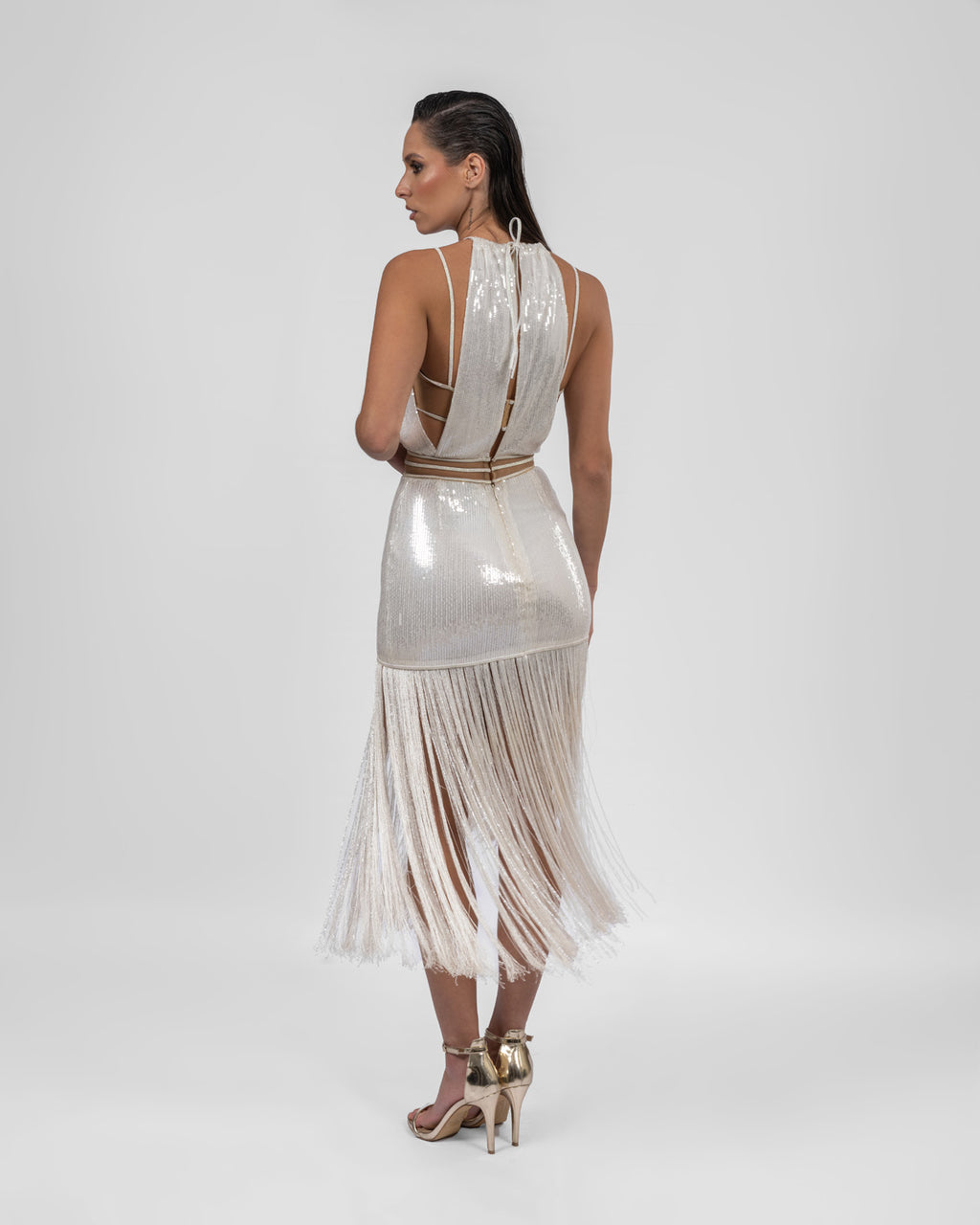 Opulent Pearl White Sequin Dress