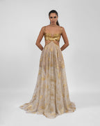 Striking Gold Backless Dress