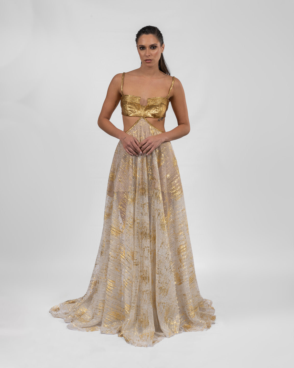 Striking Gold Backless Dress