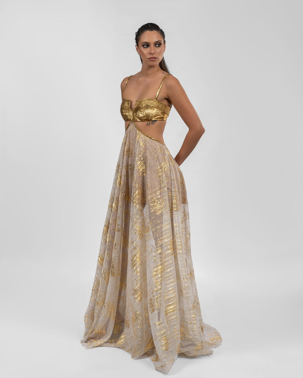 Striking Gold Backless Dress