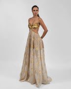 Striking Gold Backless Dress