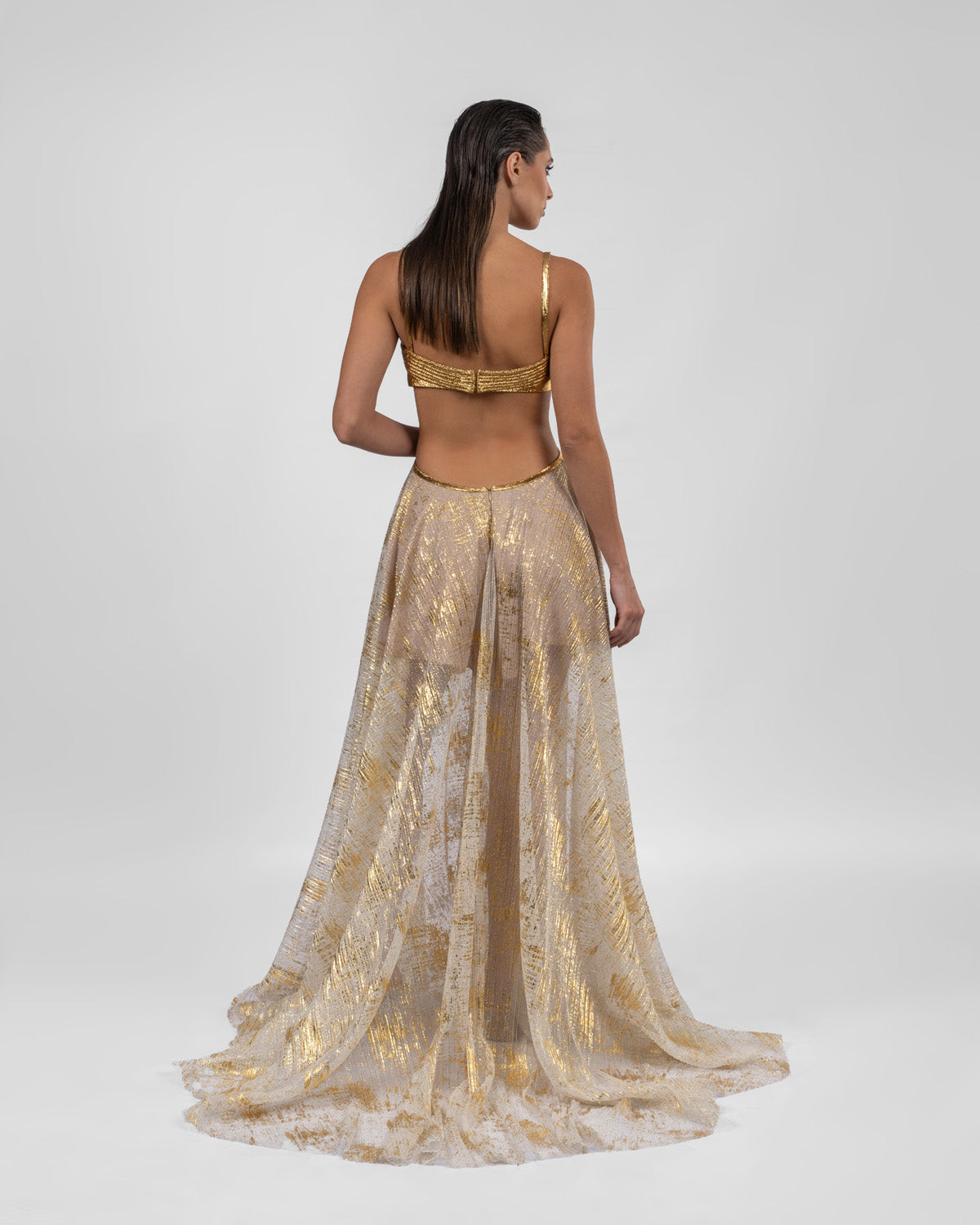 Striking Gold Backless Dress