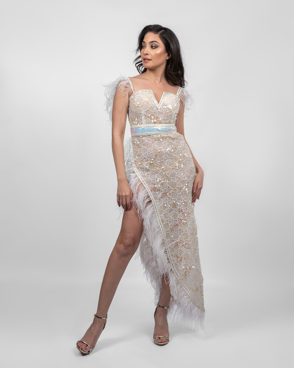 Opulent White Sequin Dress