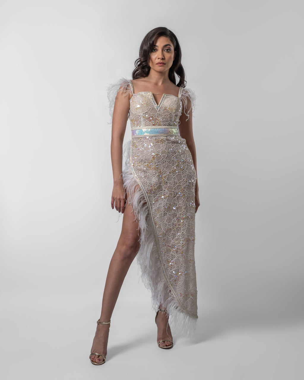 Opulent White Sequin Dress