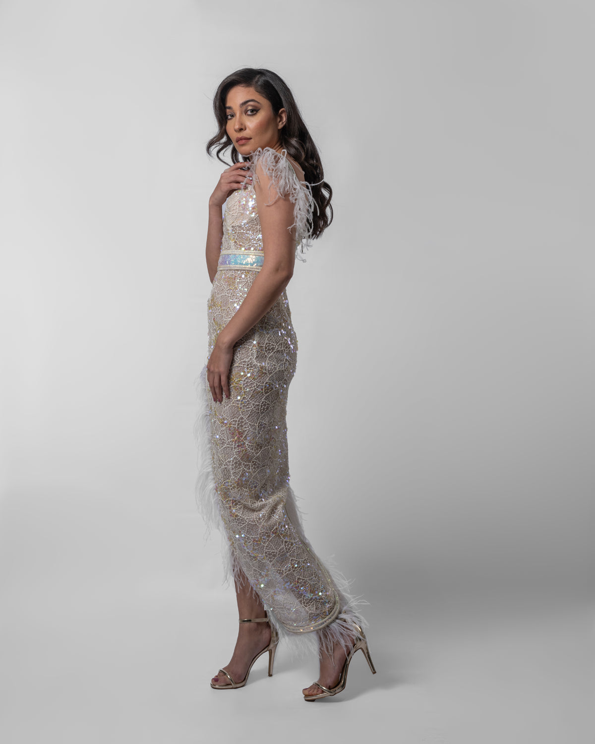 Opulent White Sequin Dress