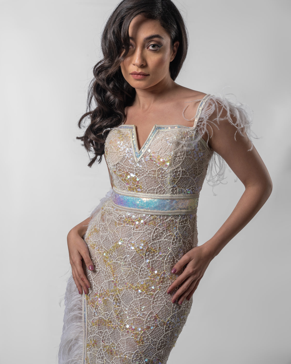 Opulent White Sequin Dress