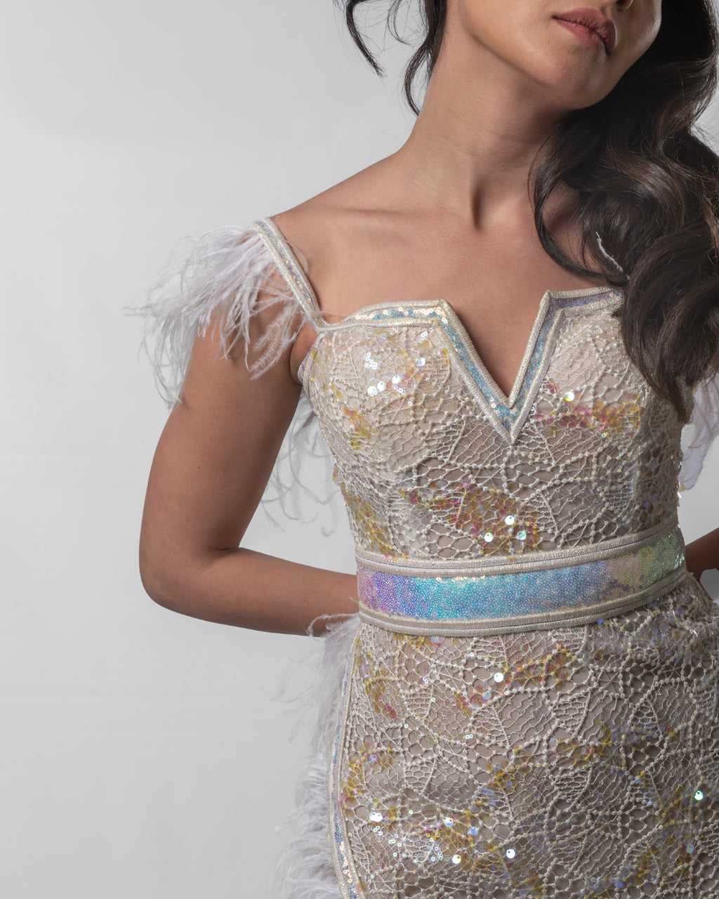 Opulent White Sequin Dress
