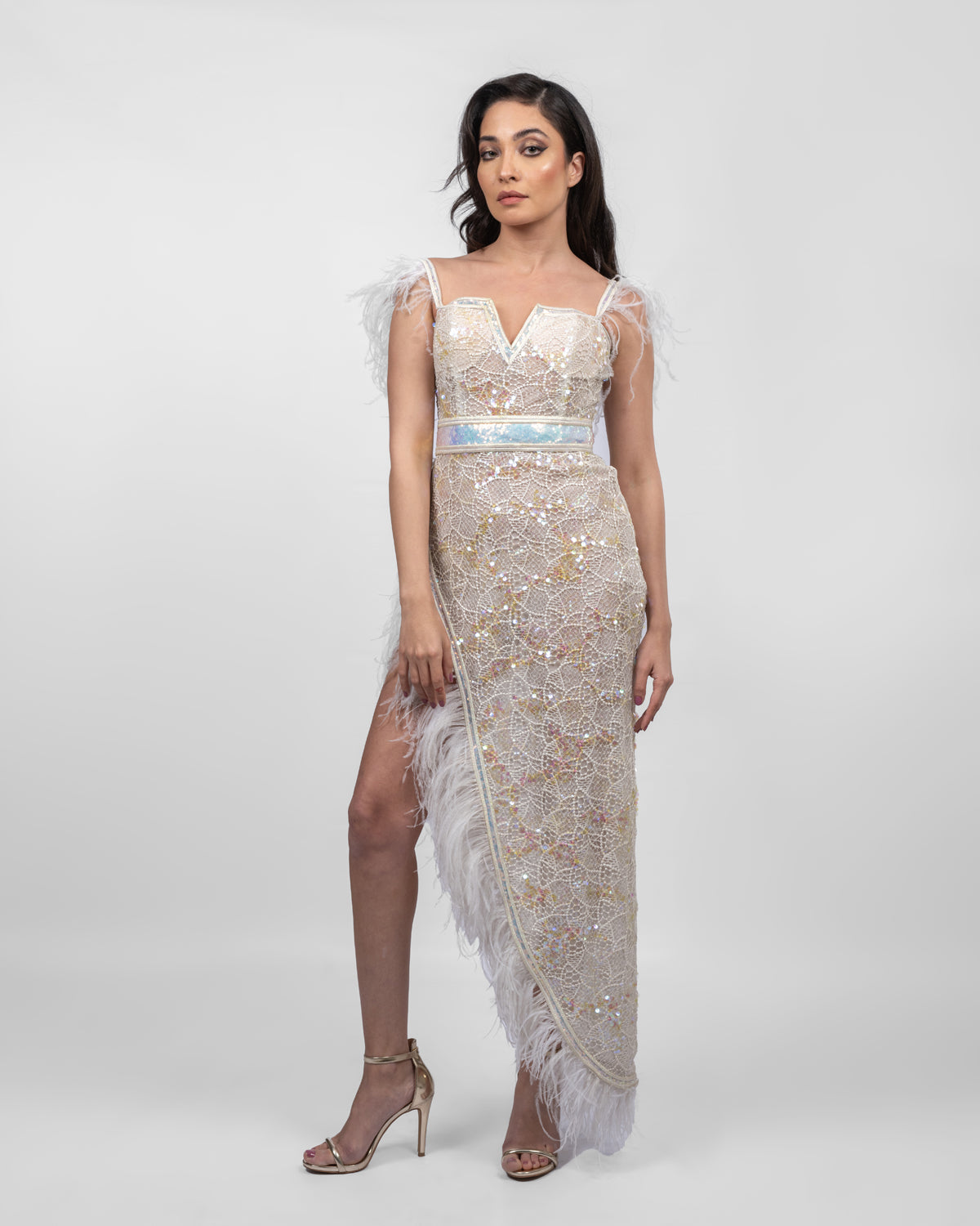 Opulent White Sequin Dress