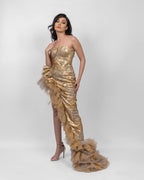 Graceful Gold Asymmetrical Dress