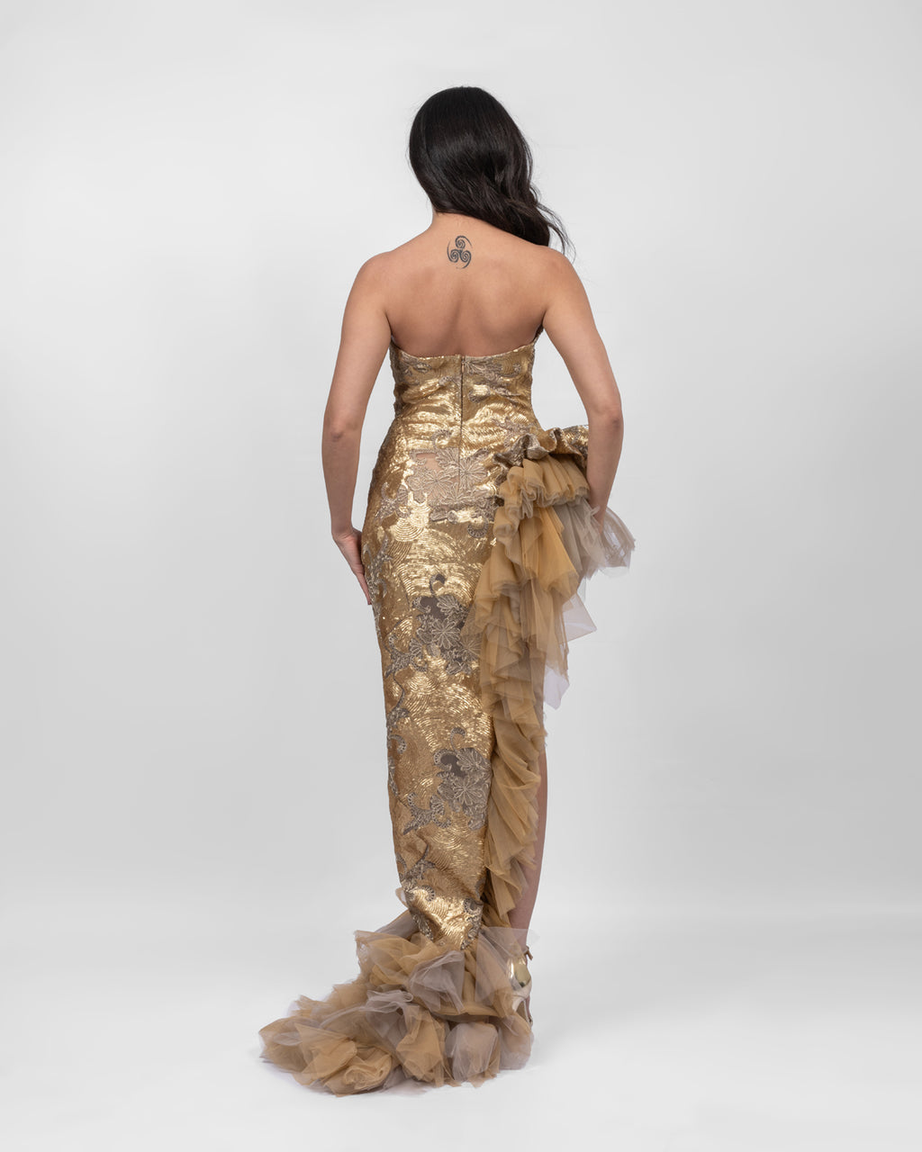 Graceful Gold Asymmetrical Dress