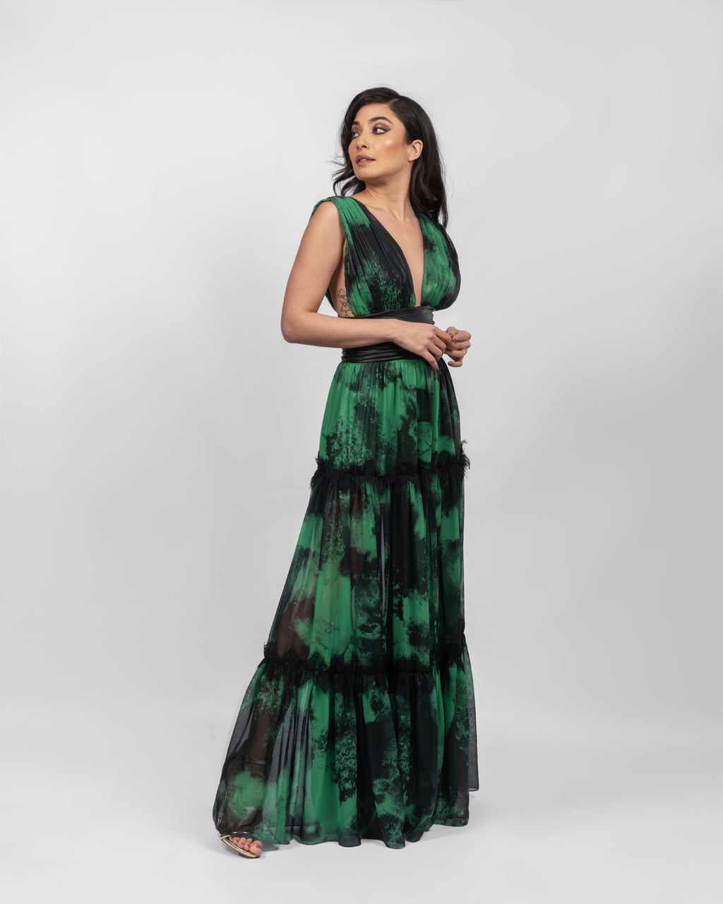 Sophisticated Green Black Dress