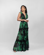 Sophisticated Green Black Dress