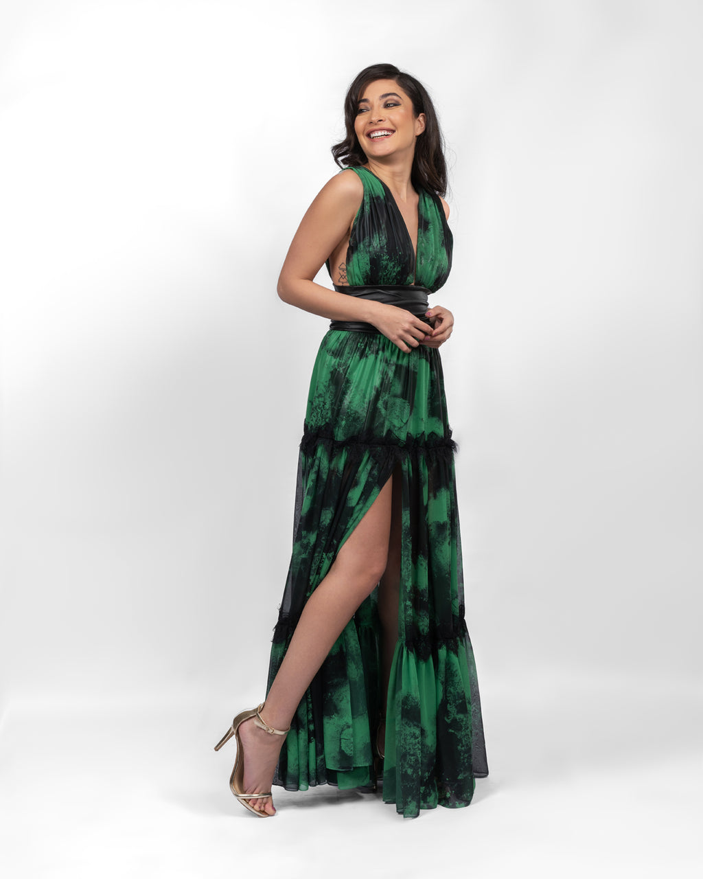 Sophisticated Green Black Dress