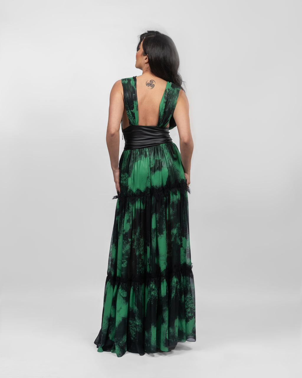 Sophisticated Green Black Dress