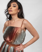 Radiant Multi-colored Pleated Dress