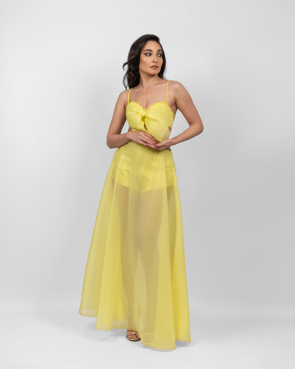 Exquisite Yellow Cutout Dress