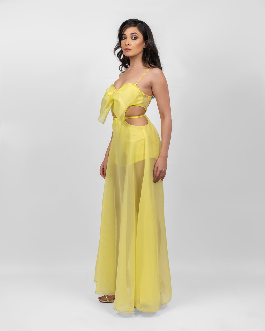 Exquisite Yellow Cutout Dress