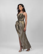 Divine Pleated Champagne Dress