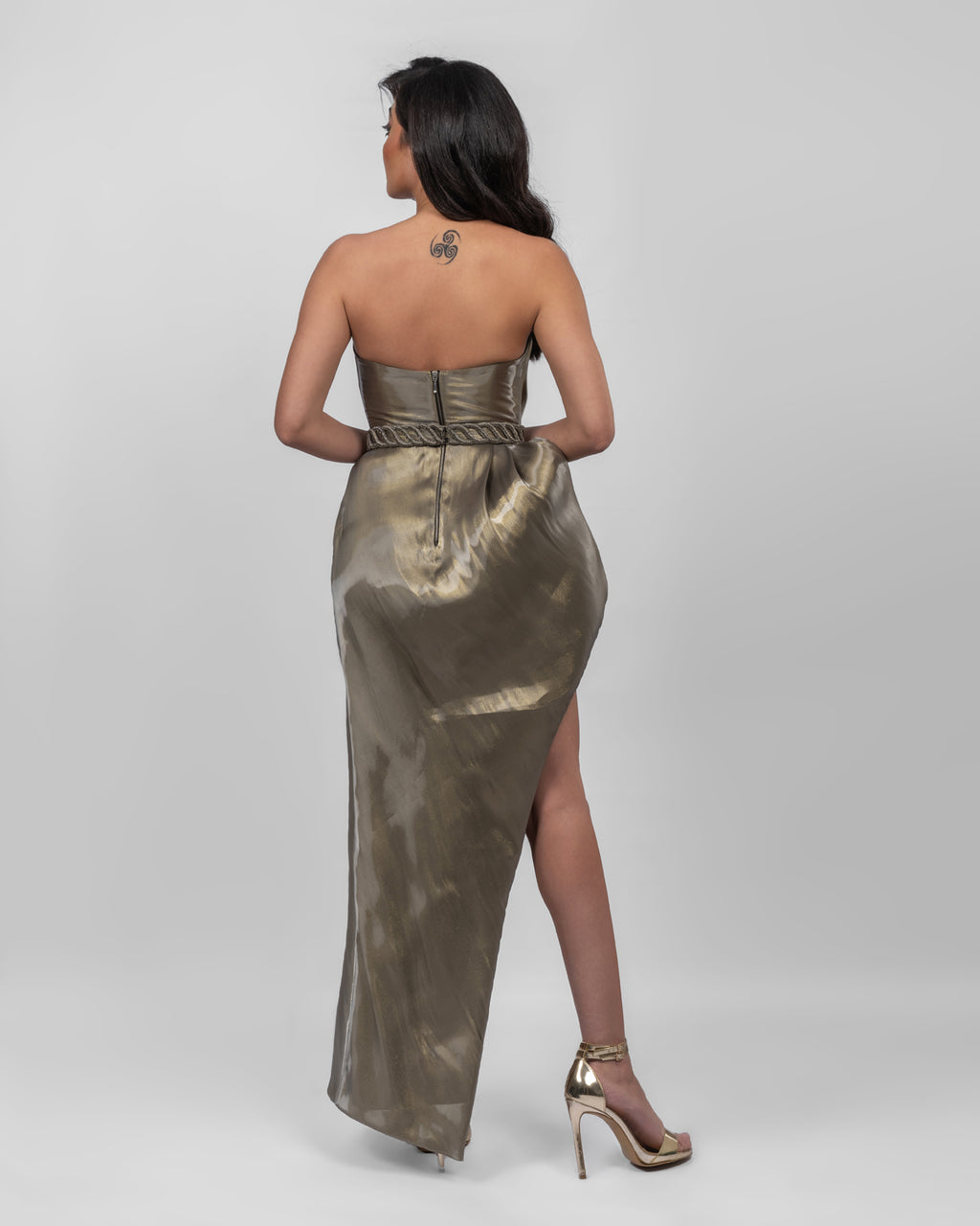 Divine Pleated Champagne Dress