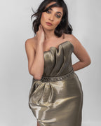 Divine Pleated Champagne Dress
