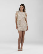 Refined Off-White Guipure Mini Dress