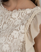 Refined Off-White Guipure Mini Dress