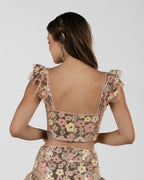 Playful Floral Sequin Bustier Top