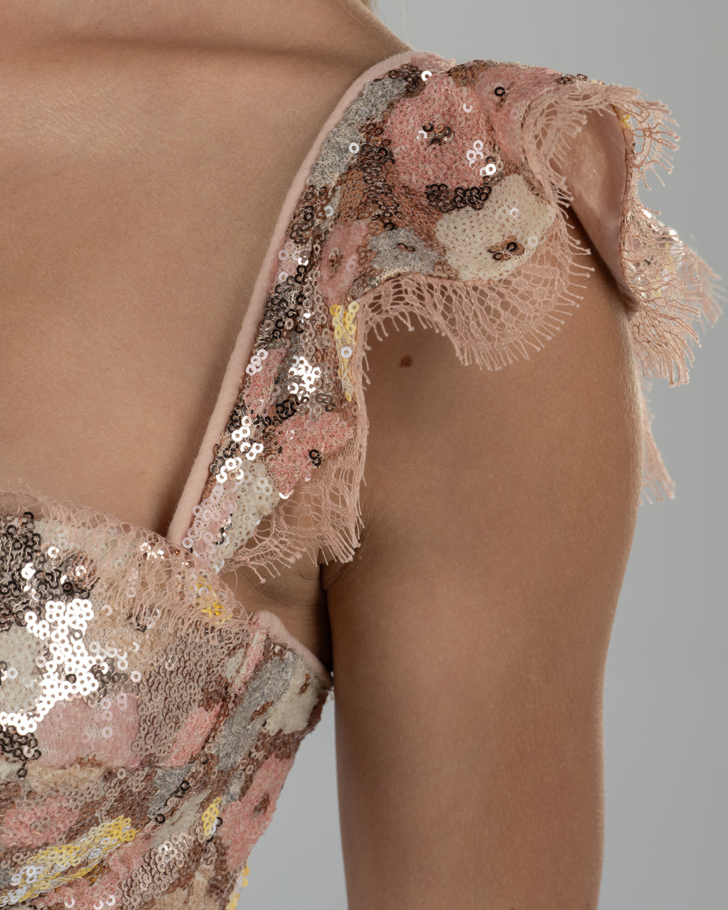 Playful Floral Sequin Bustier Top