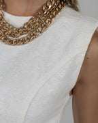 Refined White Brocade Maxi Dress