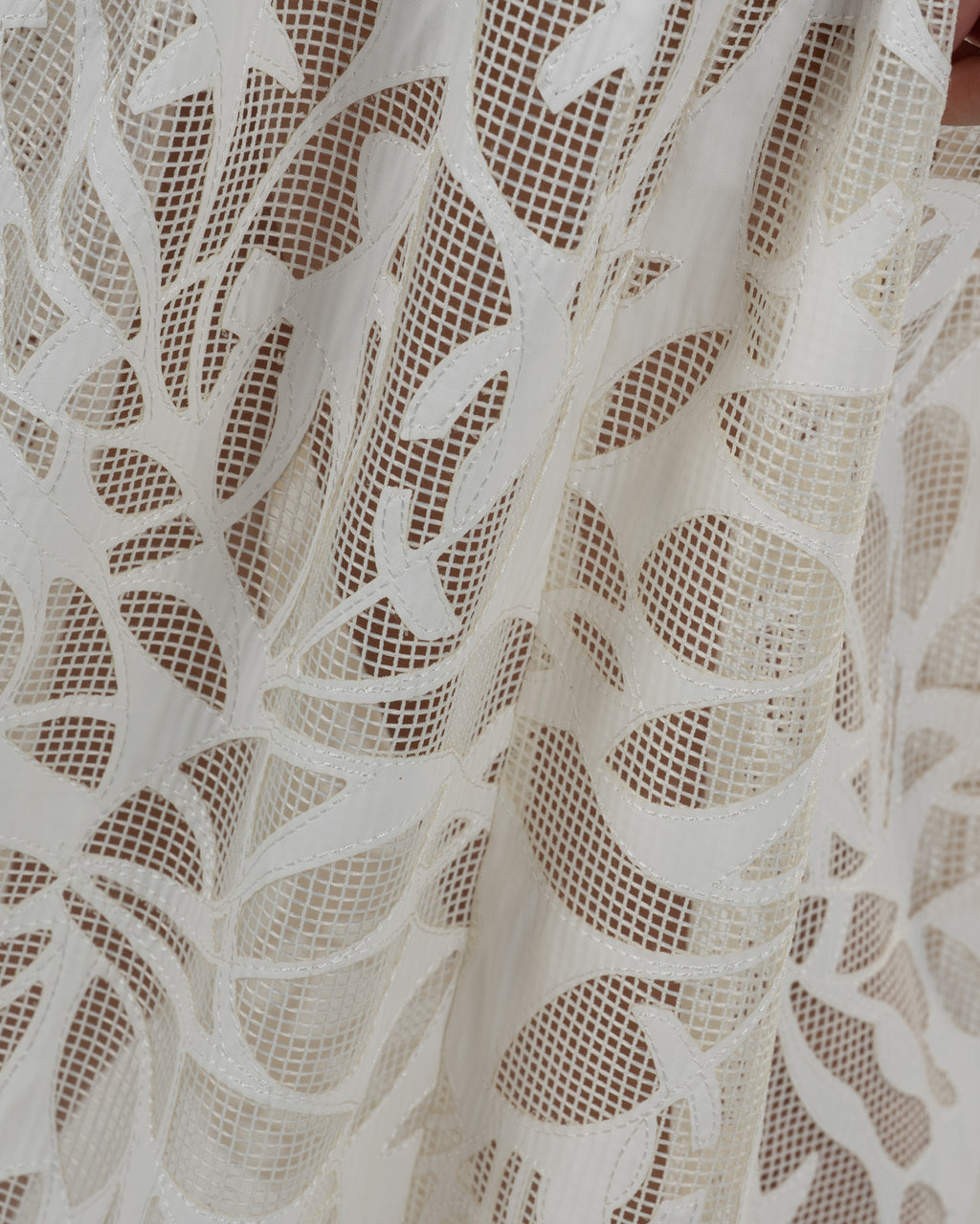 Refined White Brocade Maxi Dress