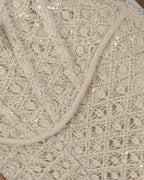 Ivory Beaded Lace Corset Romper with Rope Lace-Up Detail