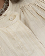 Refined Off-White Silk Jacquard Turtleneck Top