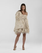 Playful Beige Balloon Silk Dress