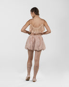 Refined Dusty Rose Patchwork Balloon Shorts